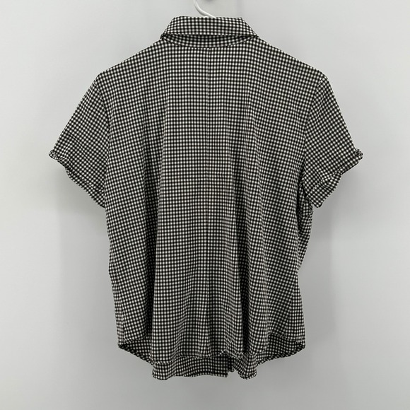 Karen Kane Brown Gingham Check Short Sleeve Button Up Shirt 16 USA 90s Picnic - Picture 5 of 7